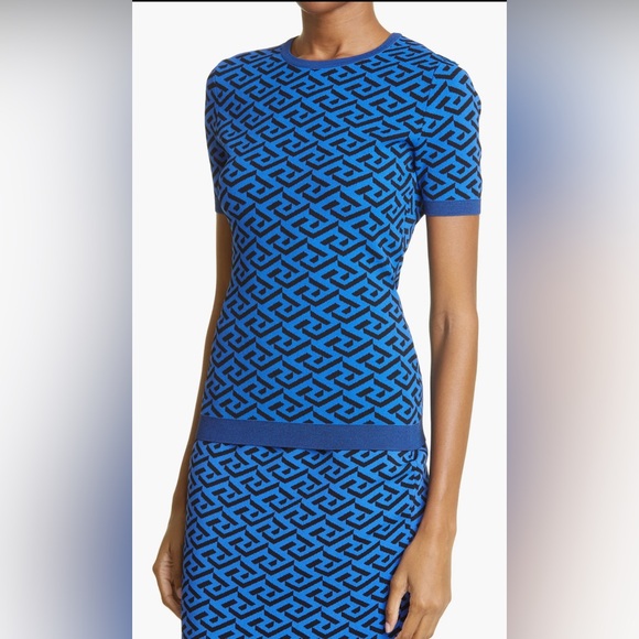VERSACE NWT La Greca Print Midi Skirt and Top Set - Picture 8 of 15